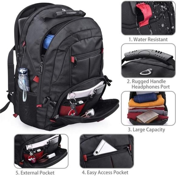 Laptop Backpack 17 Inch Waterproof Extra Large TSA Travel Backpack Anti Theft - Picture 1 of 6